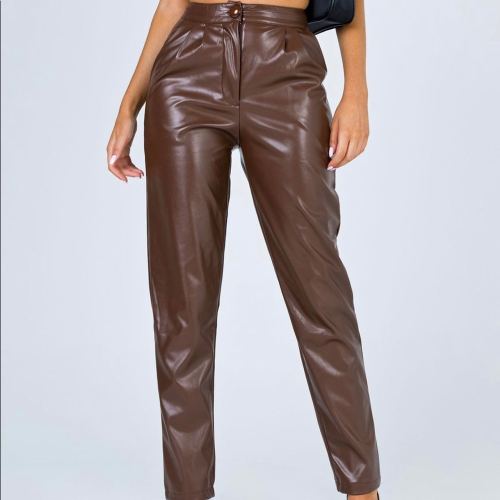 Brown faux leather princess Polly pants